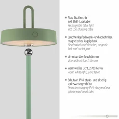 JUST LIGHT LED-Akku-Tischleuchte 1flg grün^ Außen Tischleuchten|Akku Tischleuchten