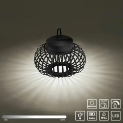 JUST LIGHT LED-Akku-Tischleuchte 1 flg schwarz^ Außen Tischleuchten|Akku Tischleuchten