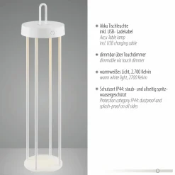 JUST LIGHT LED-Akku-Tischleuchte 1flg weiß^ Außen Tischleuchten|Akku Tischleuchten