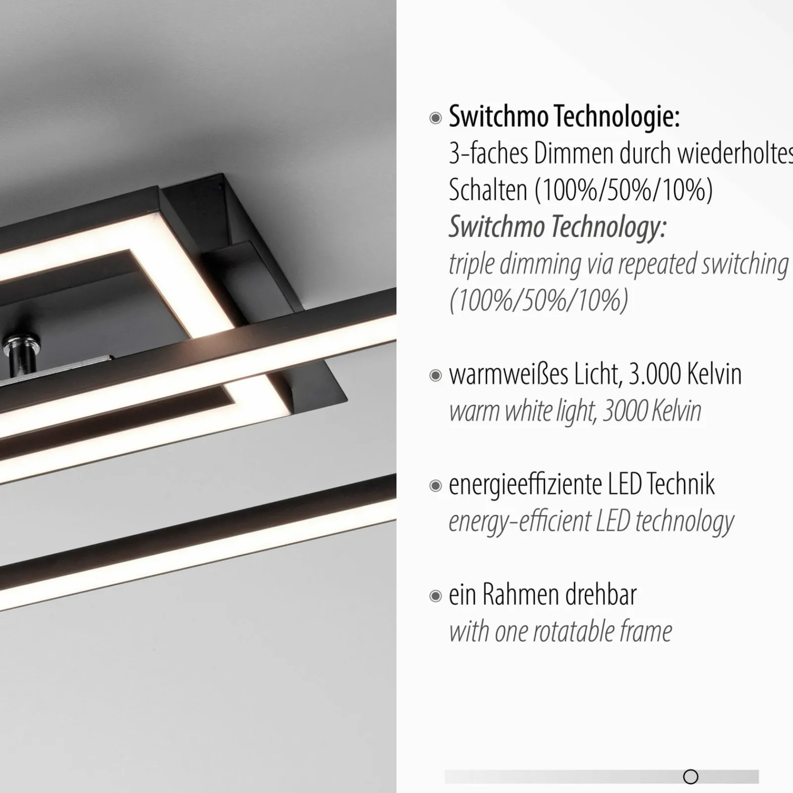 JUST LIGHT LED-Deckenleuchte 1flg schwarz^ Deckenleuchten