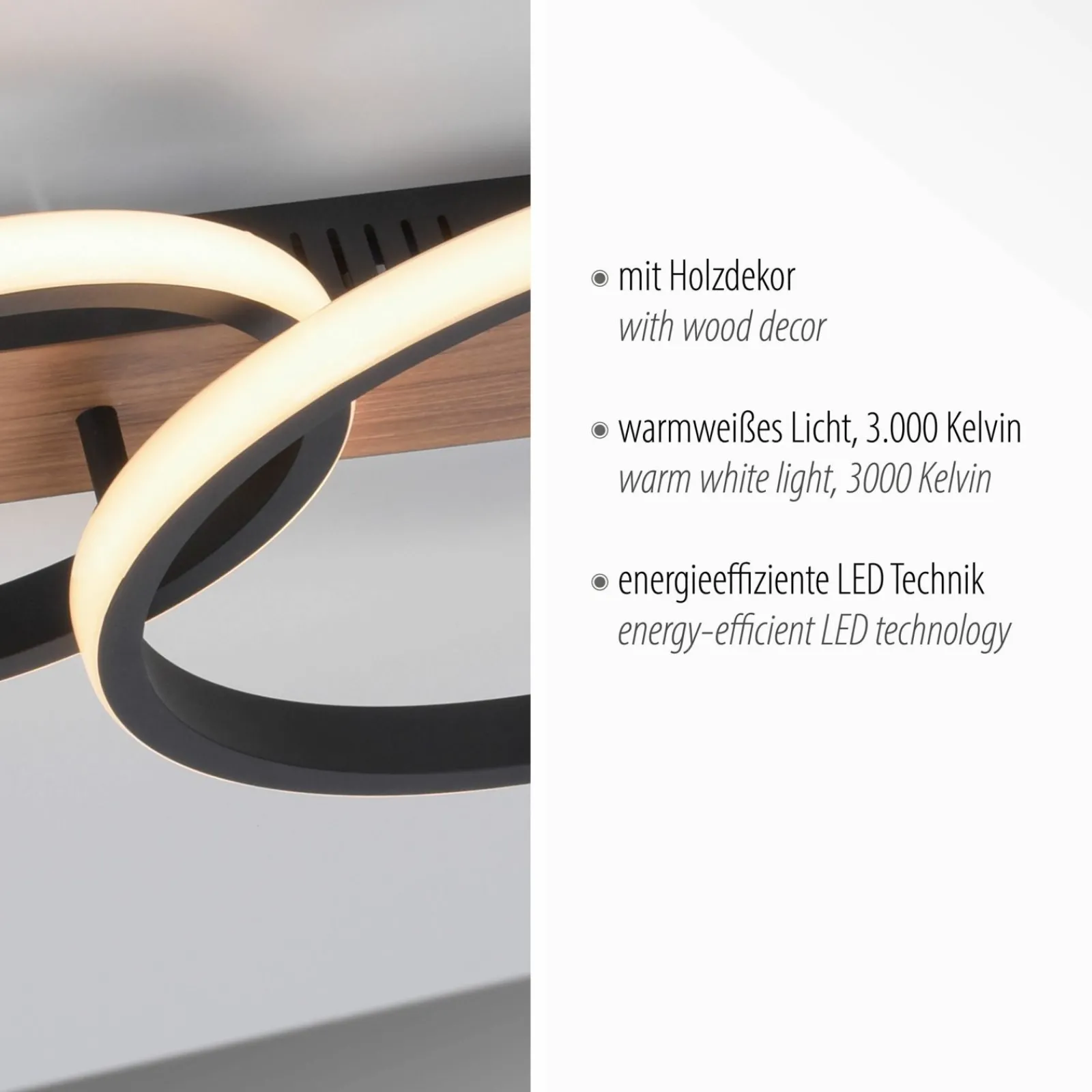 JUST LIGHT LED-Deckenleuchte 1flg braun^ Deckenleuchten