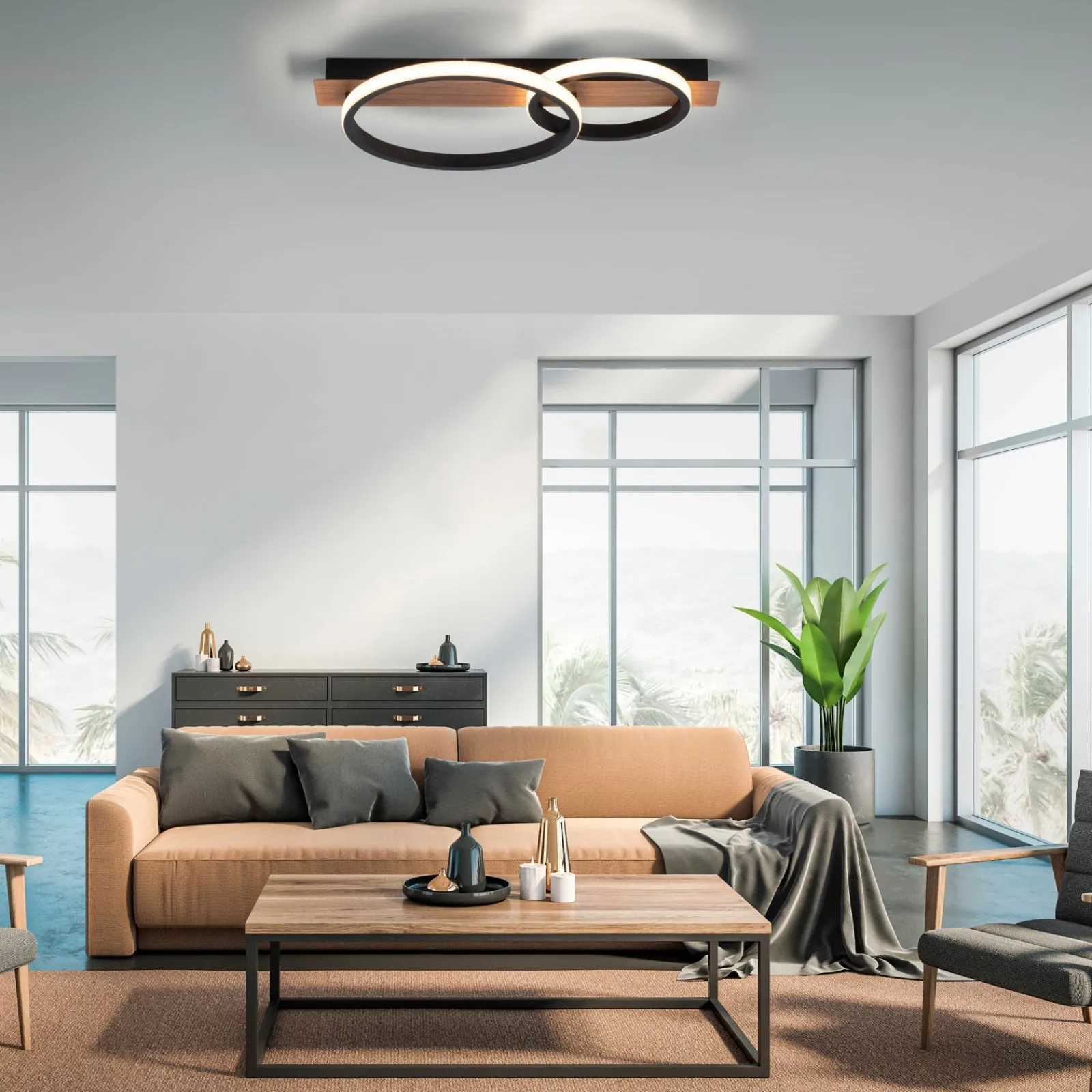 JUST LIGHT LED-Deckenleuchte 1flg braun^ Deckenleuchten
