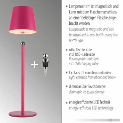 JUST LIGHT LED-Tischleuchte 1flg pink^ Außen Tischleuchten|Akku Tischleuchten