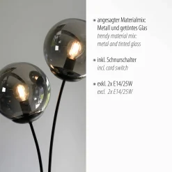 JUST LIGHT Tischleuchte 2flg schwarz^ Tischleuchten