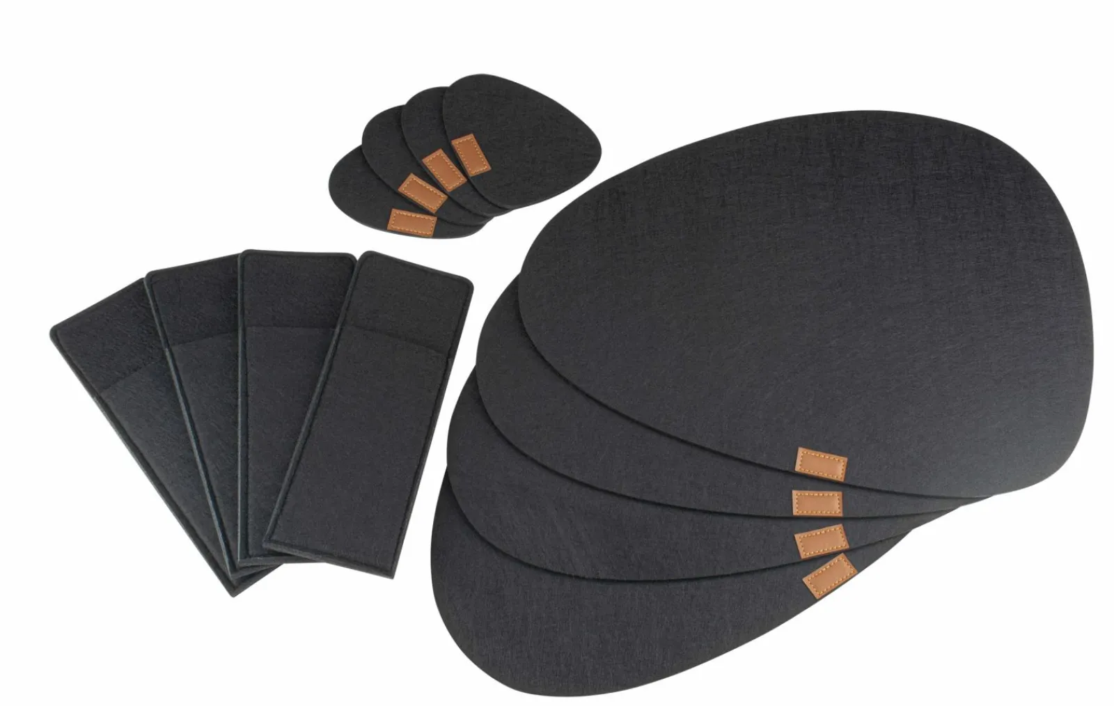 Tischsets>Justinus Filz-Set 12tlg. schwarz