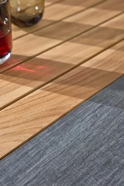 MONDO Ausziehtisch Keramik/Teak braun^ Gartentische Ausziehbar
