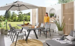 MONDO Ausziehtisch Keramik/Teak braun^ Gartentische Ausziehbar