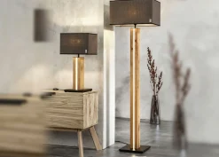 MONDO LED-Tischleuchte 2flg braunschwarzgoldfarbengrau^ Tischleuchten