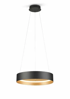 Pendelleuchten>Musterring LED-Pendelleuchte 1flg schwarzgoldfarben