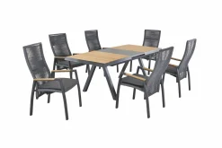 OUTDOOR Ausziehtisch Keramik/Teak braungrau^ Gartentische Ausziehbar