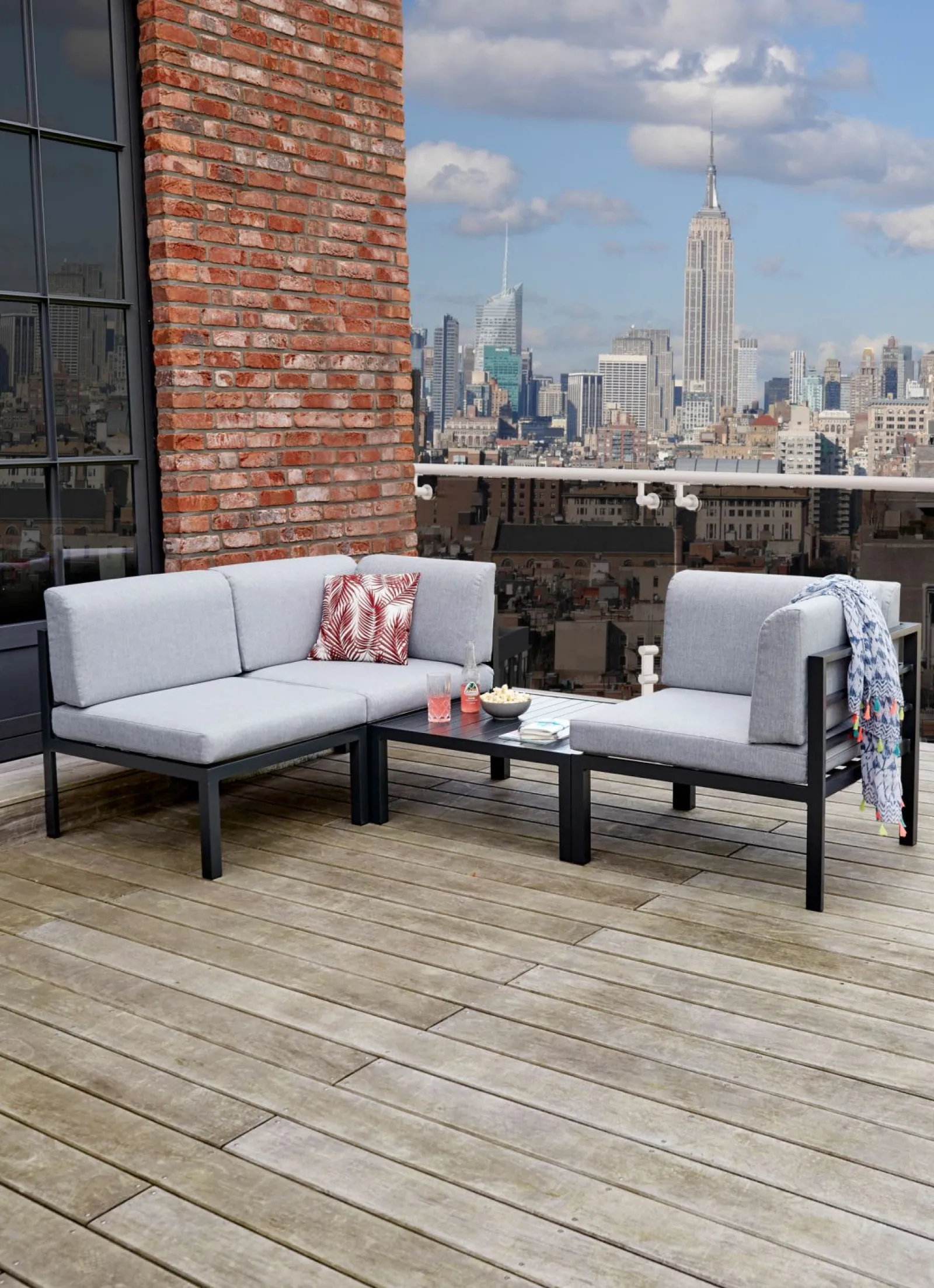 Lounge Sessel>OUTDOOR Gartenlounge Eckelement grau