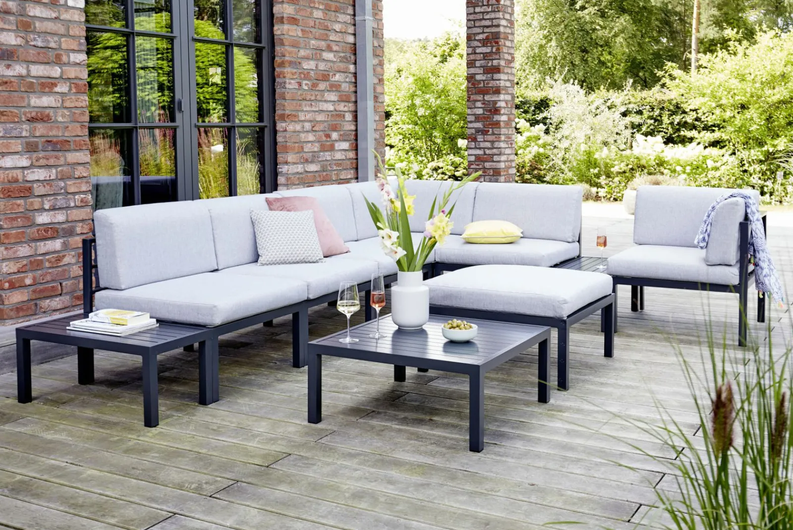 Lounge Sessel>OUTDOOR Gartenlounge Eckelement grau