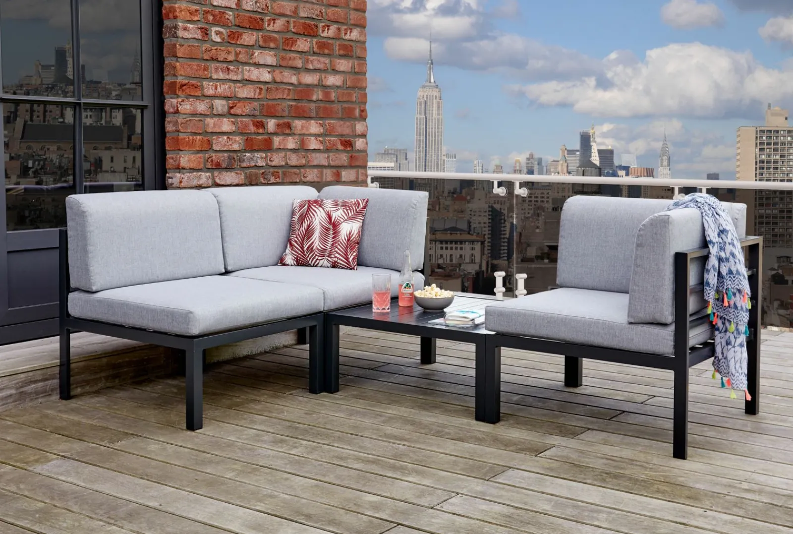 Lounge Sessel>OUTDOOR Gartenlounge Eckelement grau