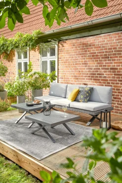 Loungetische>OUTDOOR Gartenmöbel Beistelltisch-Set grau