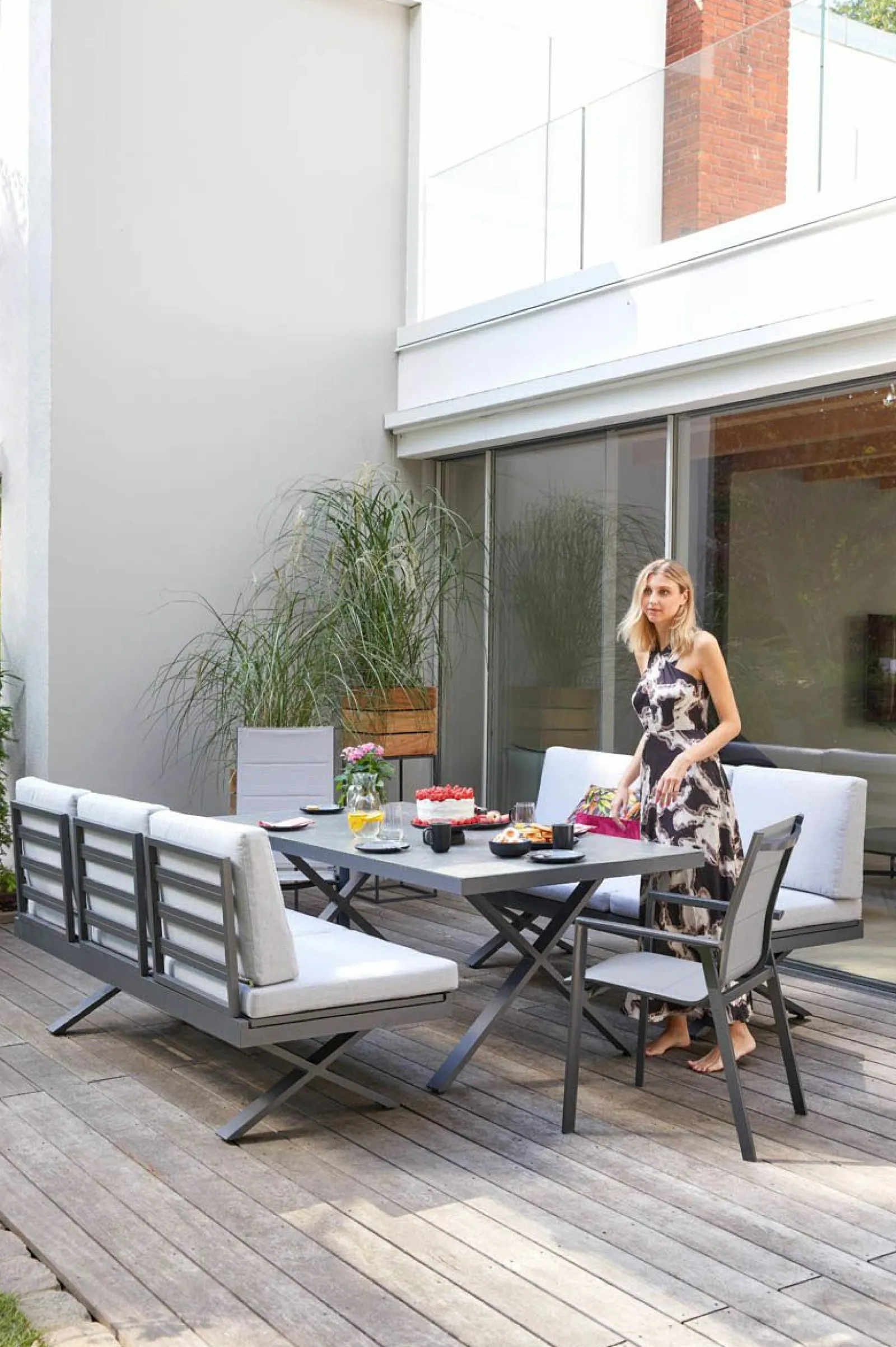 Gartensofas>OUTDOOR Gartensofa Klappfunkt. rechts grau