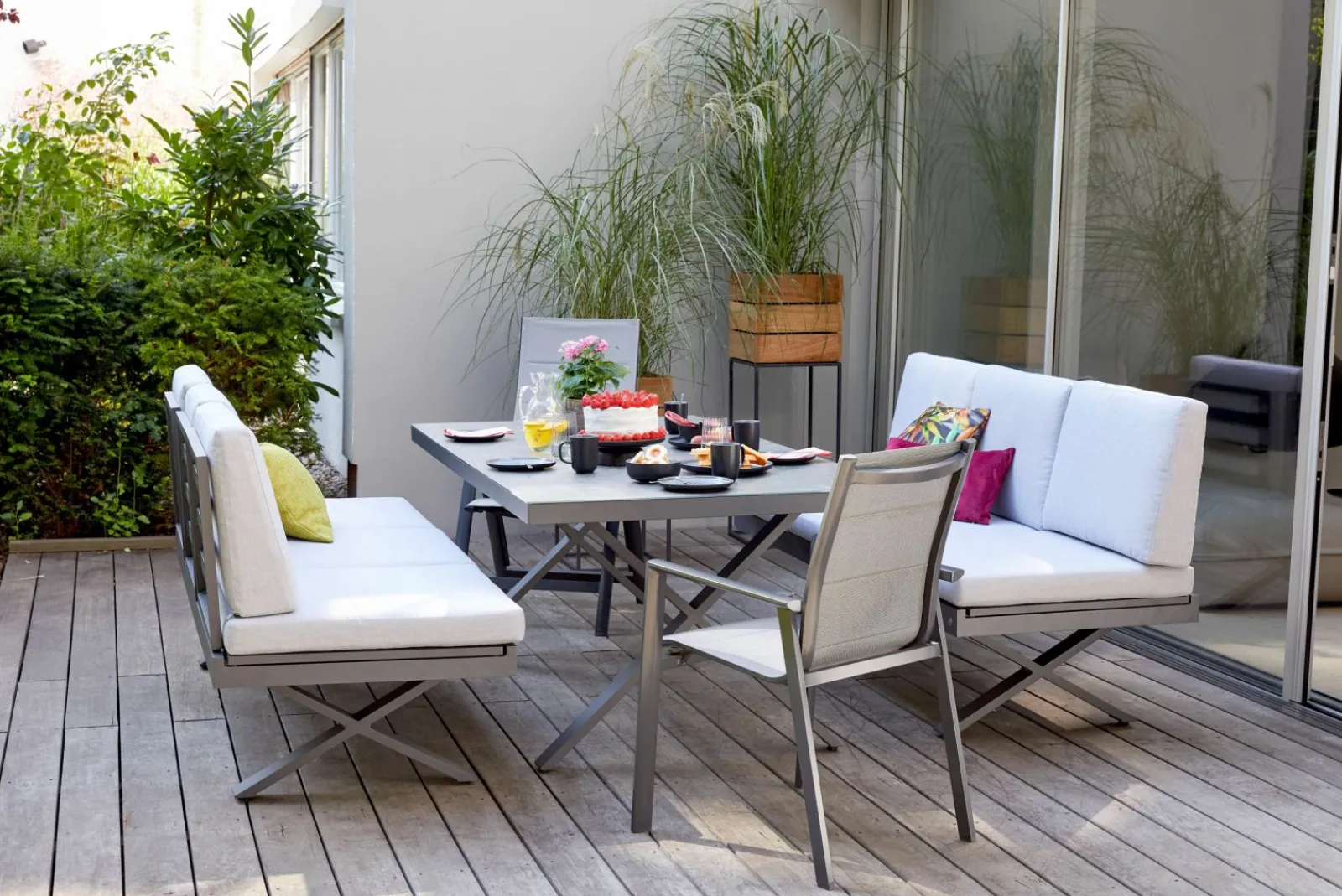 Gartensofas>OUTDOOR Gartensofa Klappfunkt. rechts grau