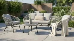 Gartenlounge Sets>OUTDOOR Gartensofa- Set 4 tlg. grau