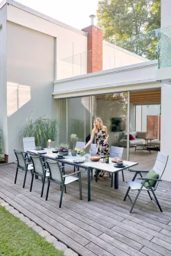 OUTDOOR Gartentisch ausziehbar 3D Glas grau^ Gartentische Ausziehbar