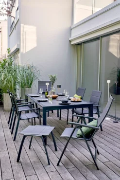OUTDOOR Gartentisch ausziehbar 3D Glas grau^ Gartentische Ausziehbar
