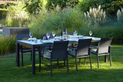 OUTDOOR Gartentisch ausziehbar HPL grausilberfarben^ Gartentische Ausziehbar