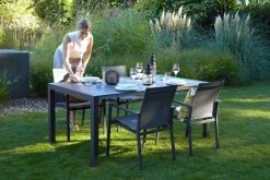 OUTDOOR Gartentisch ausziehbar HPL grausilberfarben^ Gartentische Ausziehbar