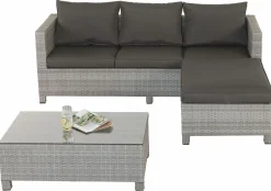 OUTDOOR Lounge-Set Polyrattan grau^ Gartenlounge Sets