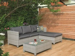 OUTDOOR Lounge-Set Polyrattan grau^ Gartenlounge Sets