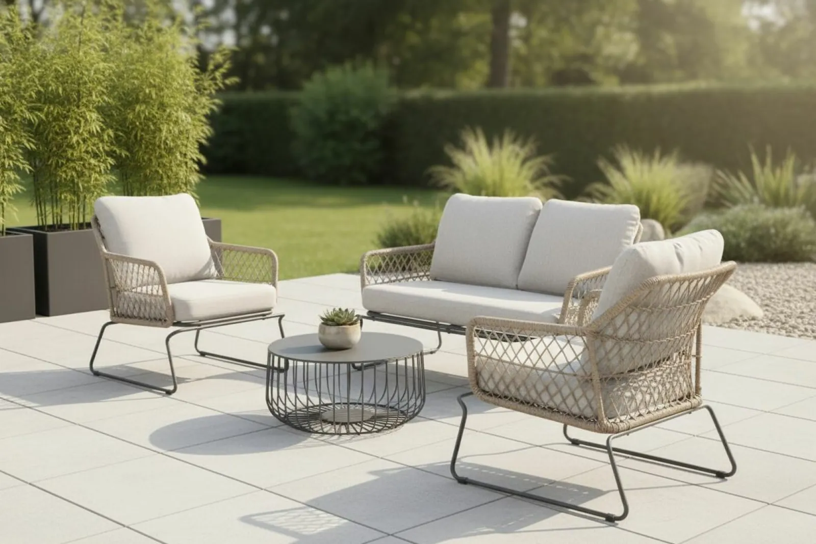 Gartenlounge Sets>OUTDOOR Rope Garten-Loungeset graubeigebraun
