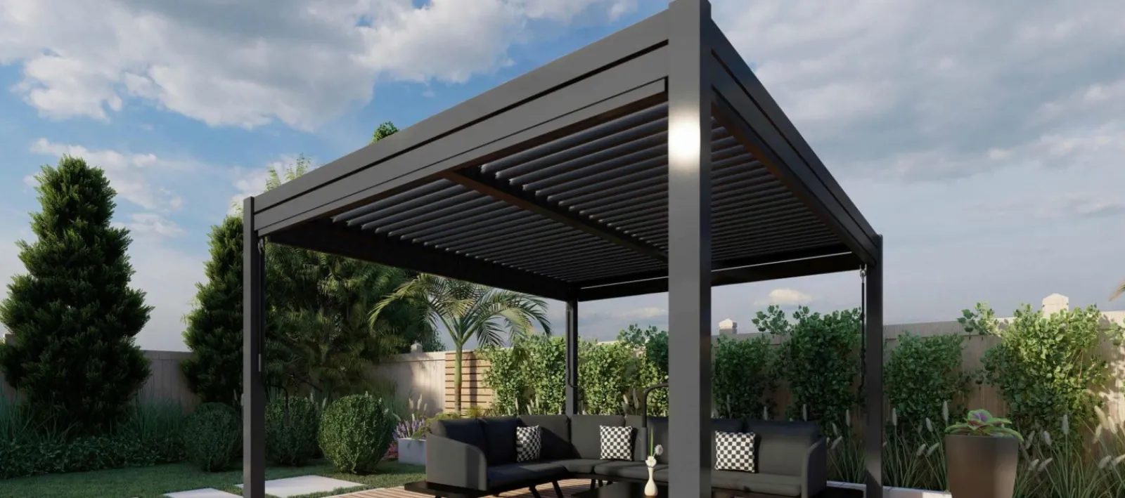 Sichtschutz Zubehör>OUTDOOR Seitenrollo für Gartenpergola grau