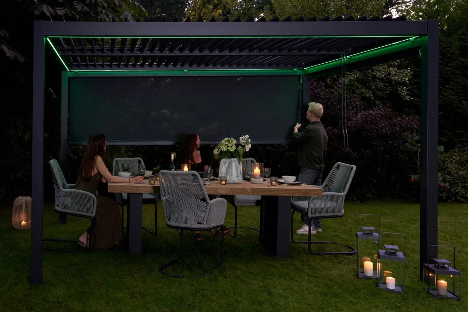 Sichtschutz Zubehör>OUTDOOR Seitenrollo für Gartenpergola grau