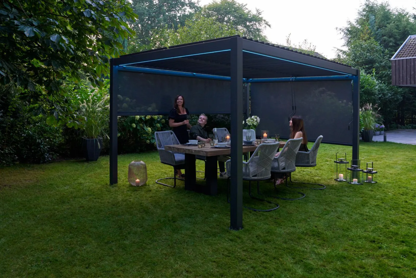 Sichtschutz Zubehör>OUTDOOR Seitenrollo für Gartenpergola grau