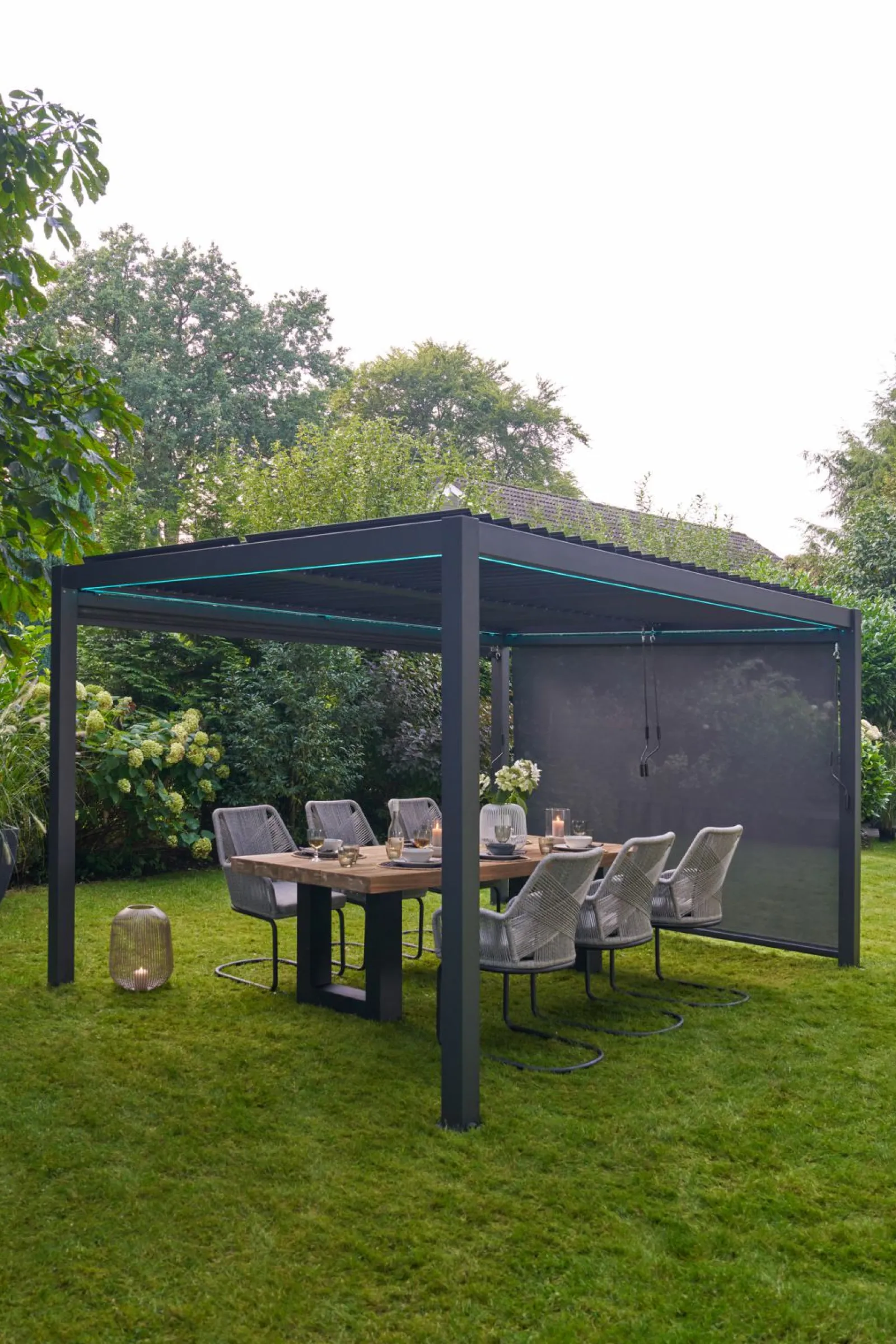 Sichtschutz Zubehör>OUTDOOR Seitenrollo für Gartenpergola grau