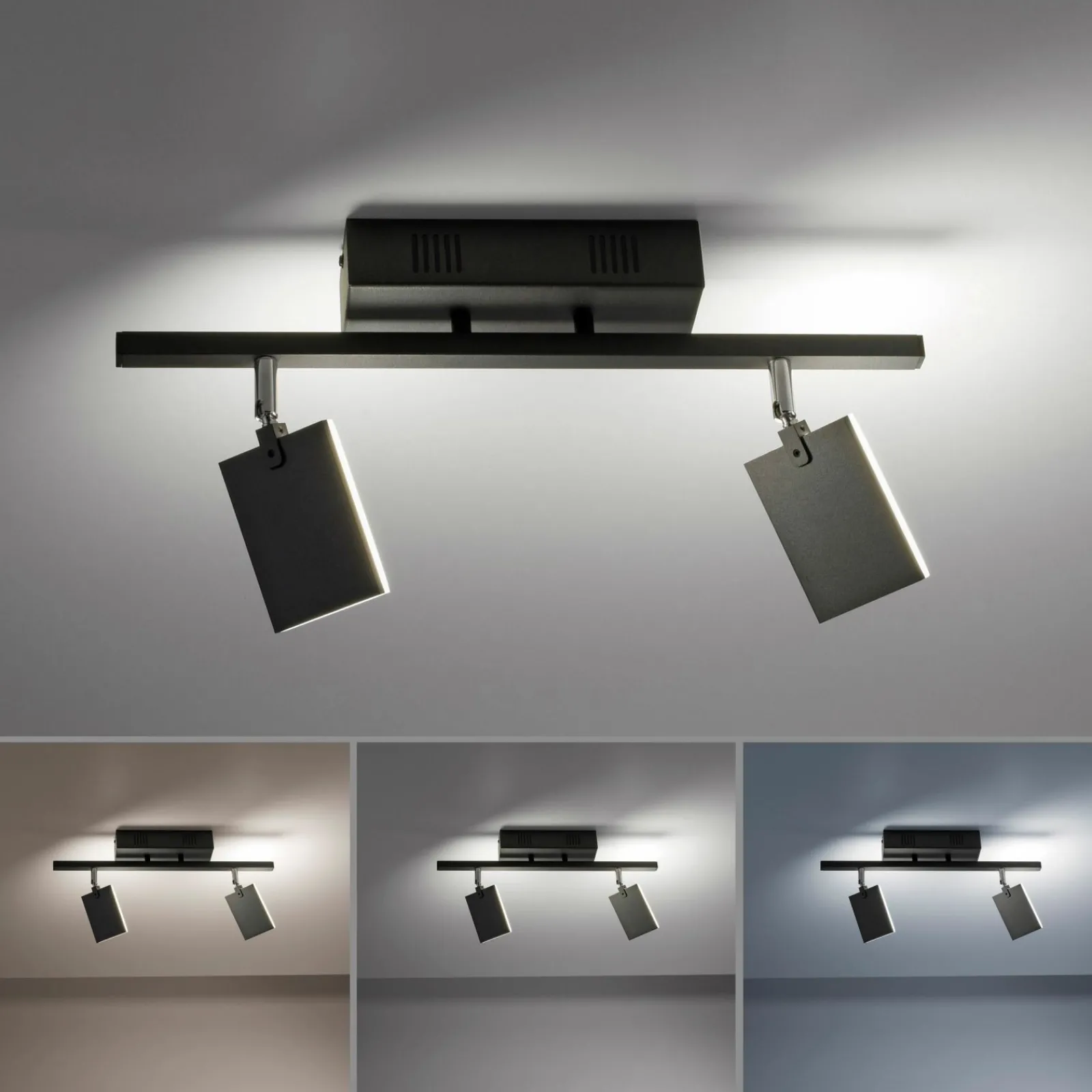 Paul Neuhaus LED-Deckenleuchte 2flg schwarz^ Deckenleuchten
