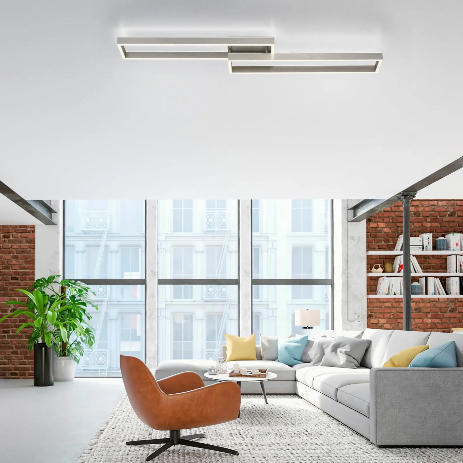 Deckenleuchten>Paul Neuhaus LED-Deckenleuchte 2flg silberfarben