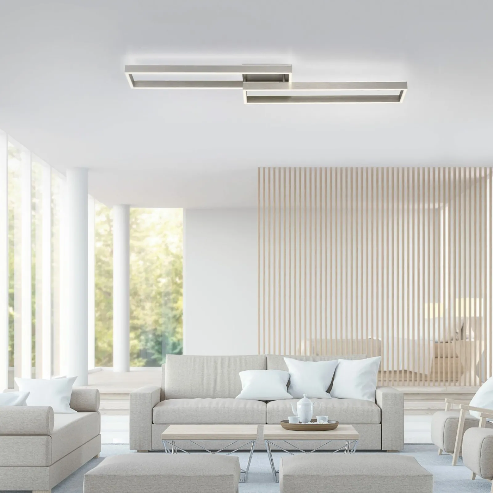 Deckenleuchten>Paul Neuhaus LED-Deckenleuchte 2flg silberfarben