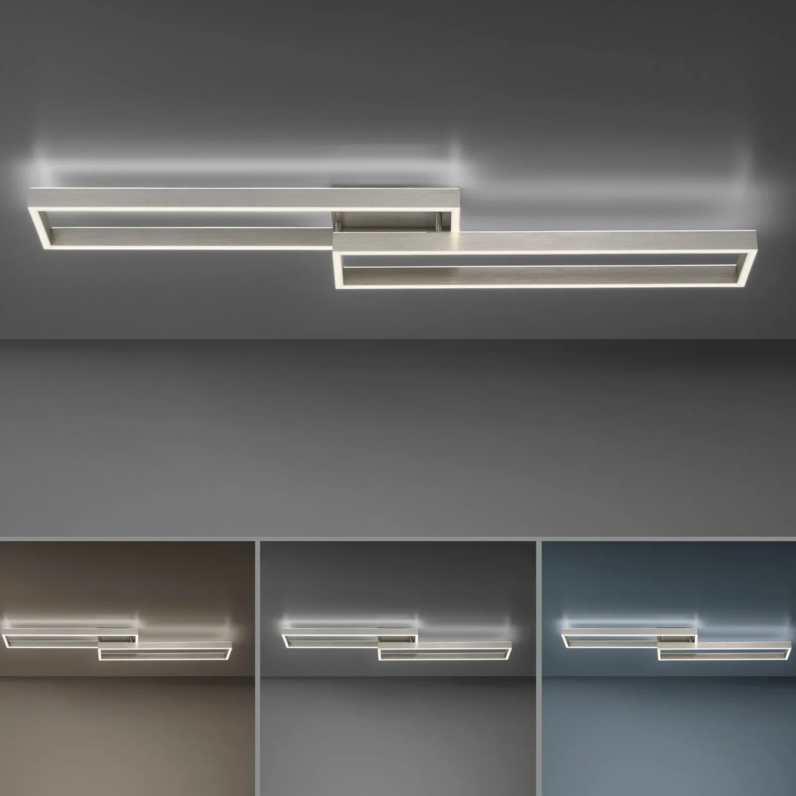 Deckenleuchten>Paul Neuhaus LED-Deckenleuchte 2flg silberfarben
