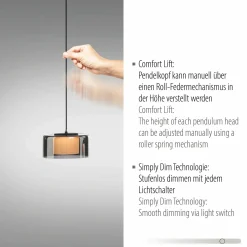 Paul Neuhaus LED-Pendelleuchte 3flg schwarz^ Pendelleuchten