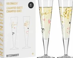 Ritzenhoff Cristal 2er Champagnerglas 205ml grauschwarzgoldfarbenpink^ Gläsersets