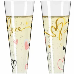 Ritzenhoff Cristal 2er Champagnerglas 205ml grauschwarzgoldfarbenpink^ Gläsersets