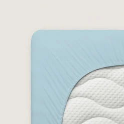 Bettlaken>schlafgut Casual-Spannbettlaken blau