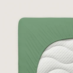 Bettlaken>schlafgut Pure-Boxspring-Spannbettlaken grün