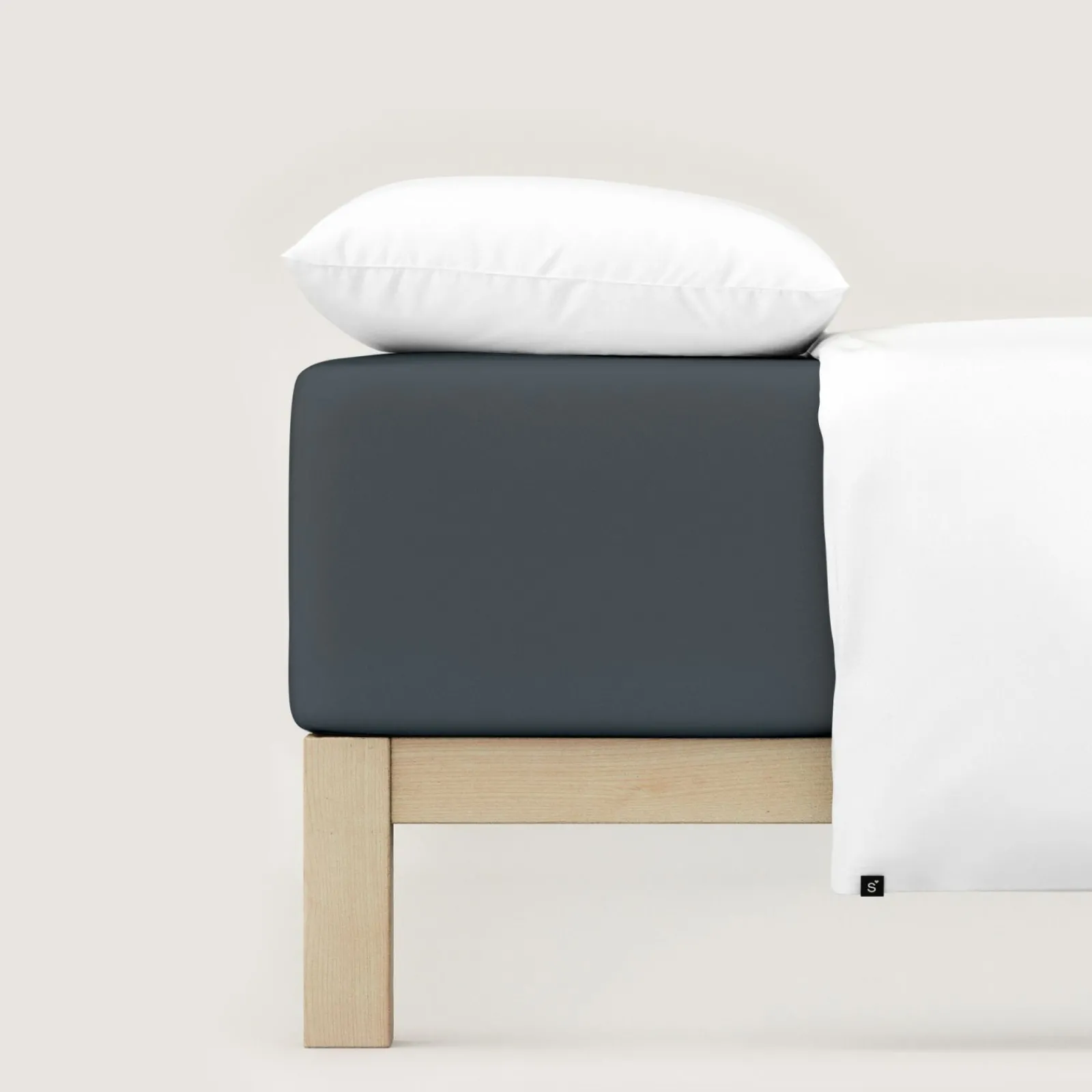 Bettlaken>schlafgut Pure-Boxspring-Spannbettlaken grau