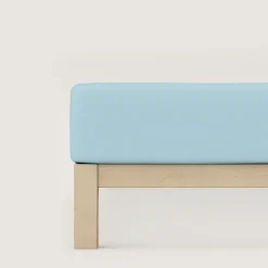 Bettlaken>schlafgut Pure-Spannbettlaken blau