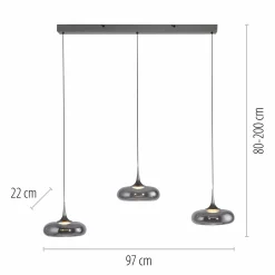 SCHÖNER WOHNEN LED-Pendelleuchte 3flg grau^ Pendelleuchten