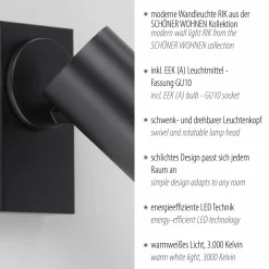 SCHÖNER WOHNEN LED-Wand-u. Deckenleuchte 1flg schwarz^ Deckenleuchten|Spots