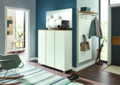 Schuhkommode silberfarbenbraunweiß^ Schuhschränke