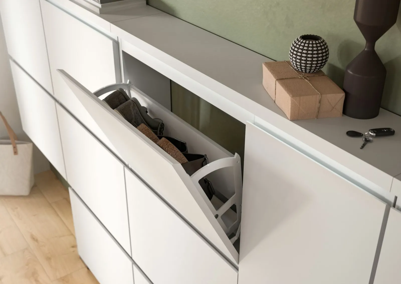 Schuhschrank weißsilberfarben^ Schuhschränke