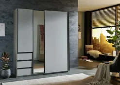 Schwebetürenschrank 2trg. grau^ Kleiderschränke