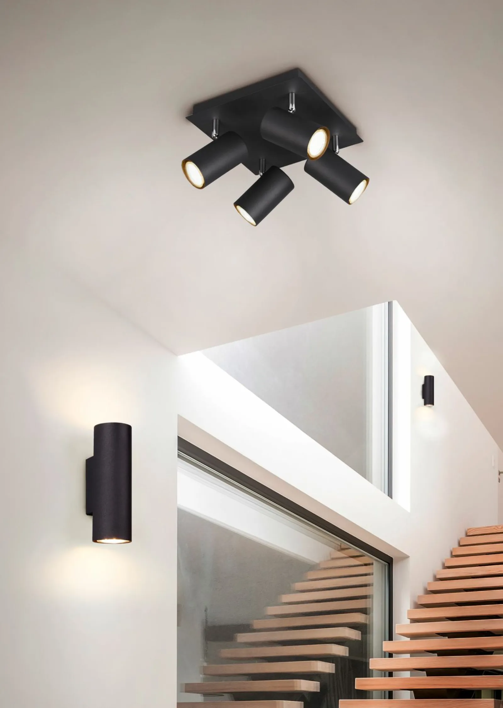 Trio Leuchten Strahler 4flg schwarz^ Spots