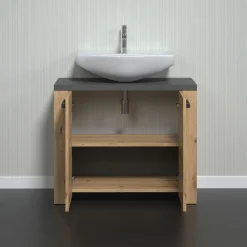 Badmöbel> Waschbeckenunterschrank braun